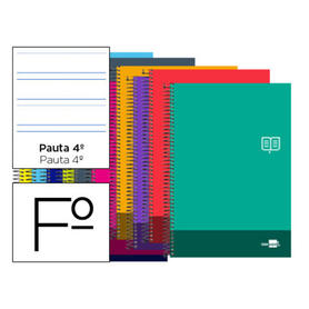 Cuaderno espiral liderpapel folio discover tapa blanda 80h 80 gr pauta ancha3,5mm con margen colores surtidos