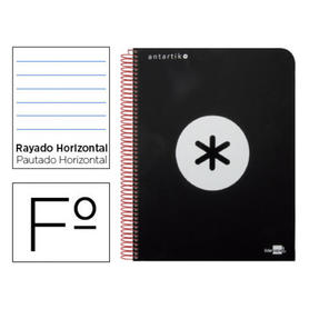 Cuaderno espiral liderpapel folio antartik tapa dura 80h 100 gr horizontal con margencolor negro