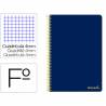 Cuaderno espiral liderpapel folio smart tapa blanda 80h 60gr cuadro 4mm con margen color azul oscuro - BF94