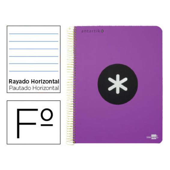 Cuaderno espiral liderpapel folio antartik tapa dura 80h 100 gr horizontal con margencolor violeta