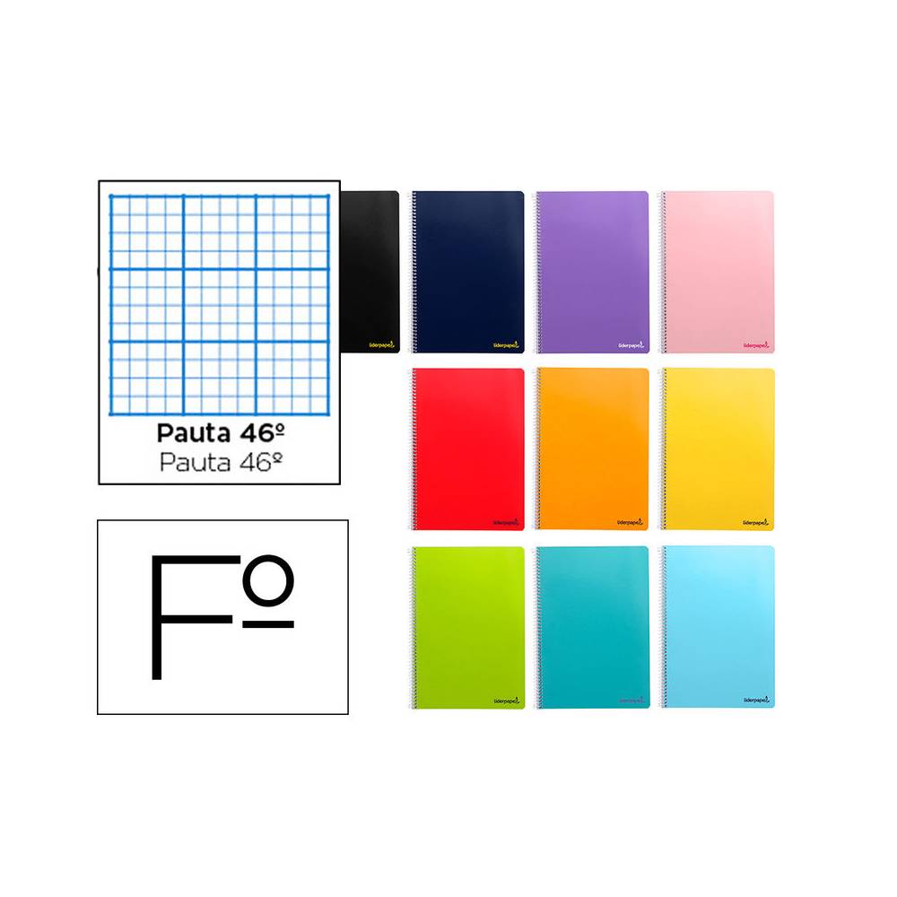 Cuaderno espiral liderpapel folio smart tapa blanda 80h 60gr rayado n 46 colores surtidos