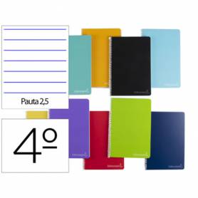 Cuaderno espiral liderpapel cuarto witty tapa dura 80h 75gr pauta estrecha 2,5mm conmargen colores surtidos