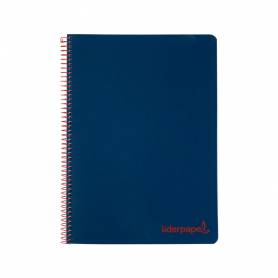 Cuaderno espiral liderpapel a5 micro wonder tapa plastico 120h 90g cuadro 5mm 5 bandas 6 taladros color azul marino