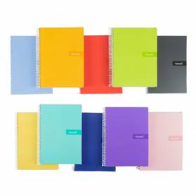 Cuaderno espiral liderpapel a5 crafty tapa forrada 80h 90 gr rayado horizontal con margen colores surtidos