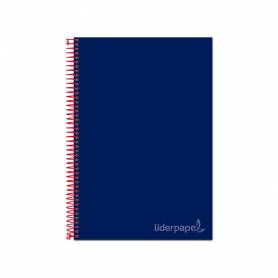 Cuaderno espiral liderpapel a4 micro jolly tapa forrada 140h 75 gr cuadro 5mm 5 bandas 4 taladros color azul
