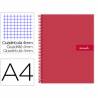 Cuaderno espiral liderpapel a4 crafty tapa forrada 80h 90 gr cuadro 4mm con margen color roja - BF47