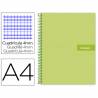 Cuaderno espiral liderpapel a4 crafty tapa forrada 80h 90 gr cuadro 4mm con margen color verde - BF48