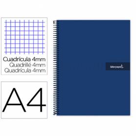 Cuaderno espiral liderpapel a4 crafty tapa forrada 80h 90 gr cuadro 4mm con margen color azul marino