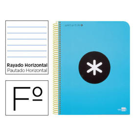 Cuaderno espiral liderpapel folio antartik tapa plastico 80h 100 gr horizontal con margen color azul