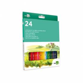 Lapices de colores acuarelables liderpapel caja de 24 colores surtidos