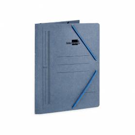Carpeta liderpapel gomas folio 3 solapas carton pintado azul 410 g/m2