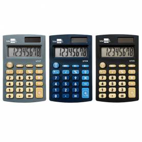 Calculadora liderpapel expositor 16 unidades colores bolsillo xf08 8 digitos solar y pilas 98x62x8 mm