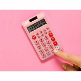 Calculadora liderpapel bolsillo xf12 8 digitos solar y pilas color rosa 115x65x8 mm