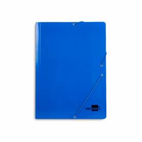 Carpeta liderpapel gomas folio 3 solapas carton plastificado color azul