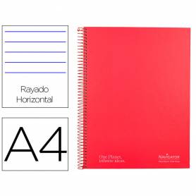 Cuaderno espiral navigator a4 micro tapa forrada 80h 80gr cuadro 5mm 1 banda color rojo - NA13