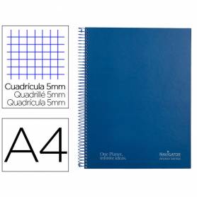 Cuaderno espiral navigator a4 micro tapa forrada 80h 80gr cuadro 5mm una banda color azul marino - NA19