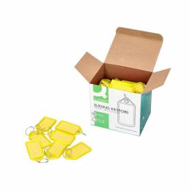 Llavero portaetiquetas q-connect premium color amarillo caja de 40 unidades - KF10479