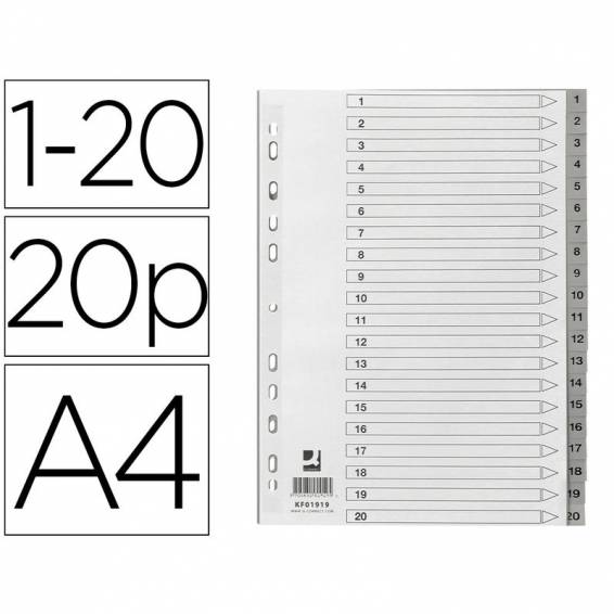 Separador numerico q-connect plastico 1-20 juego de 20 separadores din a4 multitaladro - KF01919
