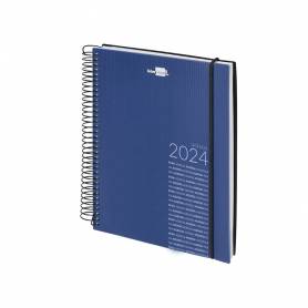 Agenda espiral liderpapel olbia din a4 2024 dia pagina tapa polipropileno metalizado azul papel 60 gr - 