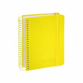 Agenda encuadernada liderpapel neon a5 2024 dia pagina papel 70 gr color amarillo - 