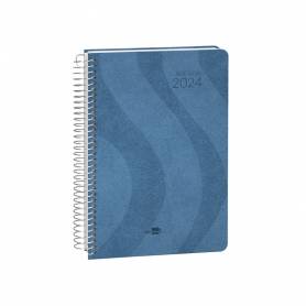 Agenda espiral liderpapel syros 15x21 cm 2024 dia pagina simple espiral color azul papel 60gr - 