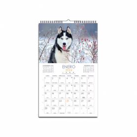 Calendario espiral pared liderpapel imagenes perros 2024 para escribir 25x40 cm papel 150 gr - 