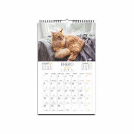 Calendario espiral pared liderpapel imagenes gatos 2024 para escribir 25x40 cm papel 150 gr - 