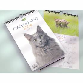 Calendario espiral pared liderpapel imagenes gatos 2024 para escribir 25x40 cm papel 150 gr - 