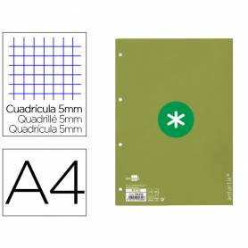 Recambio liderpapel a4 antartik 80 hojas 90g/m2 cuadro 5mm 4 taladros 1 banda con marco color verde