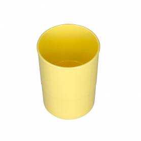 Cubilete portalapices q-connect amarillo pastel opaco plastico diametro 75 mm alto 100 mm - KF17166