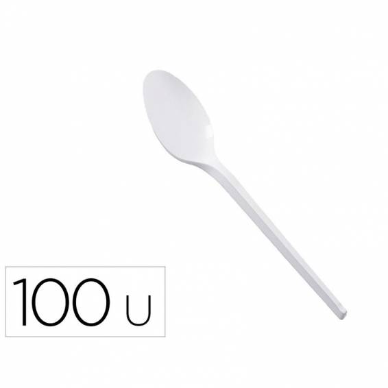 Cuchara de plastico blanco reutilizable paquete de 100 unidades - 10070127