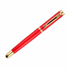 Boligrafo y estuche belius passion dor aluminio textura cepillada color rojo y dorado tinta azul caja de diseño - BB236
