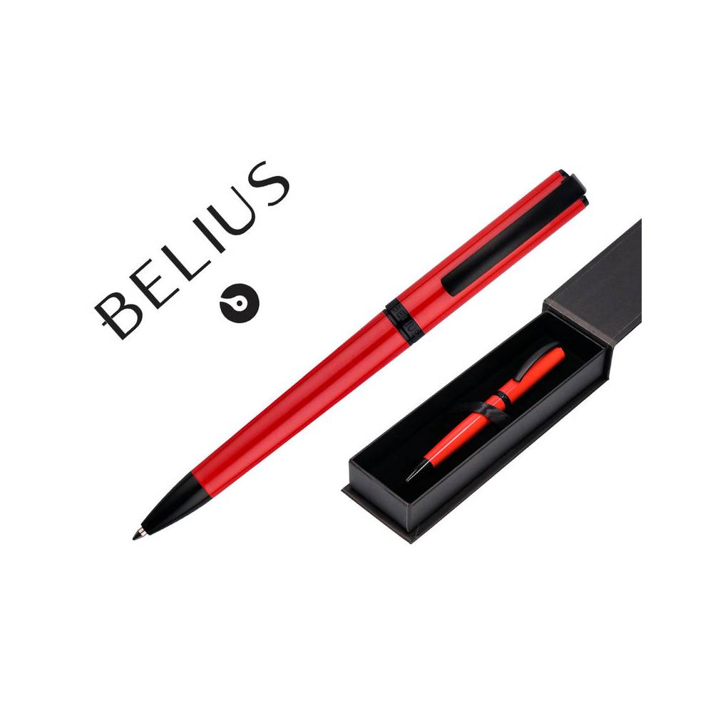 Boligrafo belius turbo aluminio color rojo y negro tinta azul caja de diseño - BB252