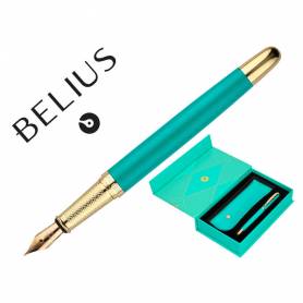 Pluma y estuche belius soiree color art deco turquesa dorado tinta azul caja de diseño - BB266