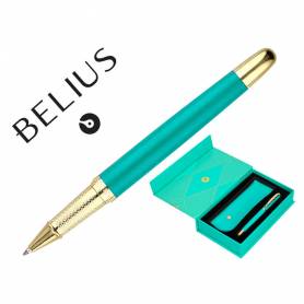 Boligrafo y estuche belius soiree color art deco turquesa y dorado tinta azul caja de diseño - BB267