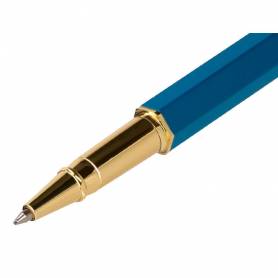 Boligrafo belius macaron bliss forma hexagonal color rosa  azul y dorado tinta azul caja de diseño - BB298