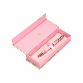 Boligrafo belius ink dreams aluminio color rosa y verde matcha plateado frase interior tinta azul caja de diseño - BB301