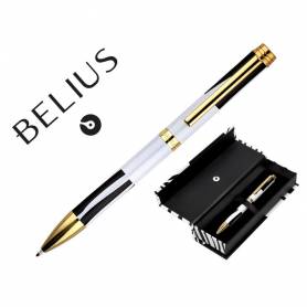 Boligrafo belius dualita cuerpo blanco color negro tinta azul caja de diseño - BB305