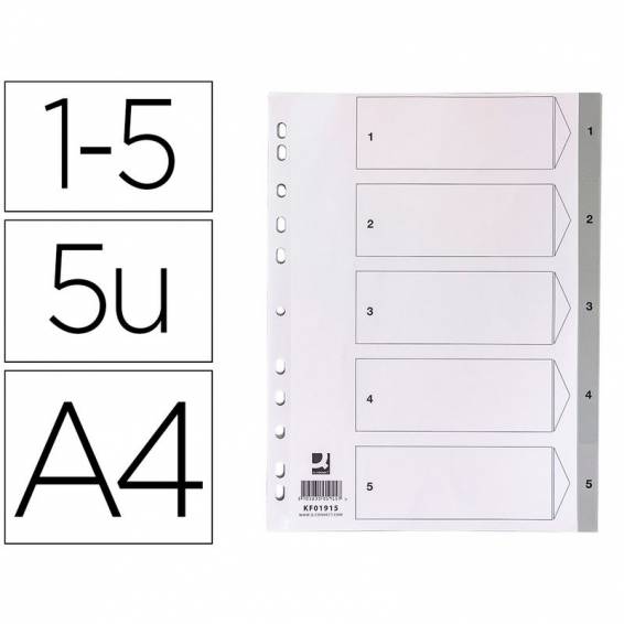 Separador numerico q-connect plastico 1-5 juego de 5 separadores din a4 multitaladro - KF01915