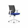 Silla rocada de oficina brazos regulables estructura blanca respaldo malla y asiento tela ignifuga azul - 907W-3