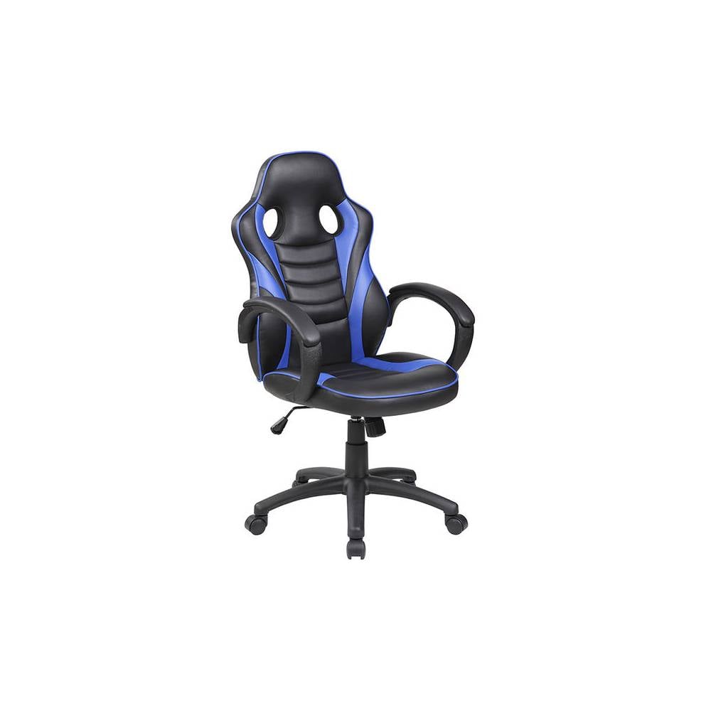 Silla rocada gaming con brazos fijos base nylon con ruedas basculante similpiel negro azul 480x490x1060-1160 - 913-3