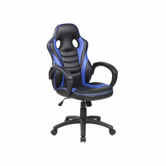 Silla rocada gaming con brazos fijos base nylon con ruedas basculante similpiel negro azul 480x490x1060-1160 - 913-3