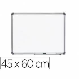 Pizarra blanca rocada lacada magnetica marco aluminio con cantoneras 45x60 cm - 6400