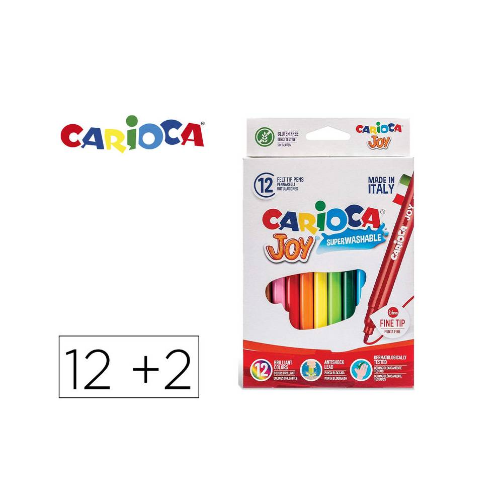 Rotulador carioca joy estuche de 12 unidades colores surtidos + 2 gratis - 40533