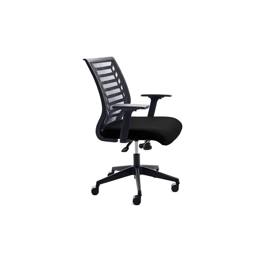 Silla rocada de oficina brazos regulables estructura blanca respaldo malla y asiento tela ignifuga negro - 907W-4