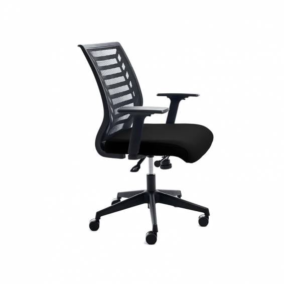 Silla rocada de oficina brazos regulables estructura blanca respaldo malla y asiento tela ignifuga negro - 907W-4