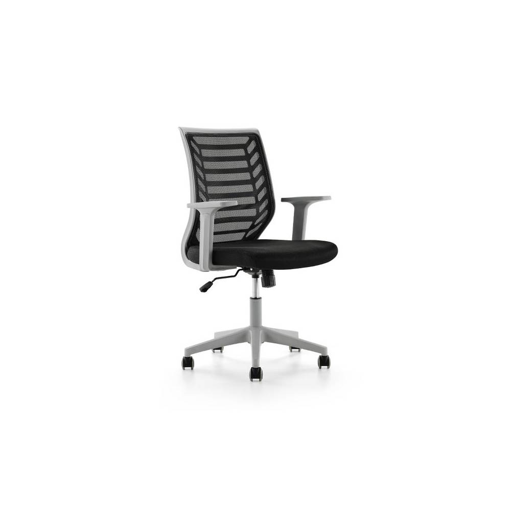 Silla rocada de oficina brazos regulables estructura gris respaldo malla y asiento tela ignifuga negro - 907G-4