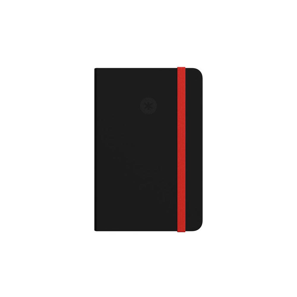 Cuaderno con gomilla antartik notes tapa dura a6 hojas cuadricula negro y rojo 100 hojas 80 gr fsc - TX08