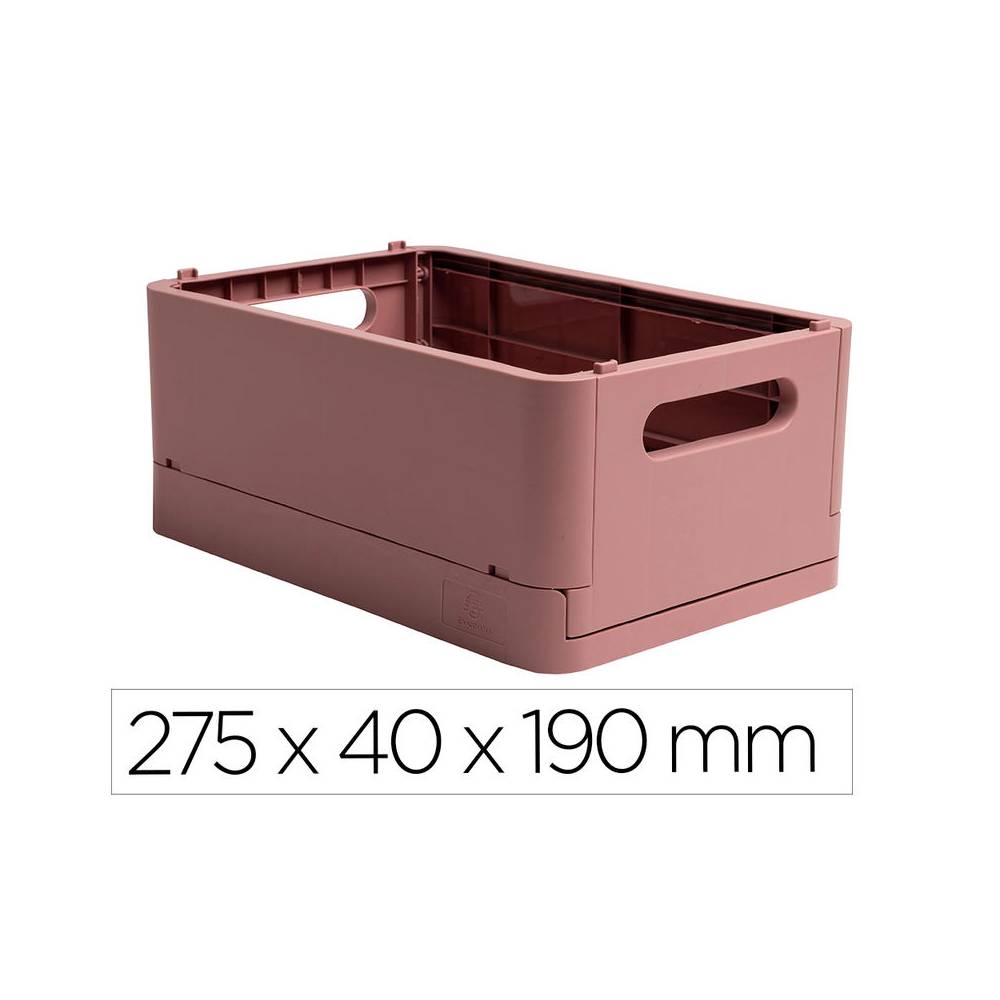 Caja multiusos exacompta smart case din a5+ plastico reciclado plegable color rosa viejo 275x40x190 mm - 27138D
