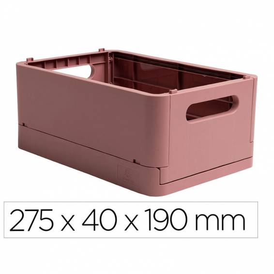 Caja multiusos exacompta smart case din a5+ plastico reciclado plegable color rosa viejo 275x40x190 mm - 27138D